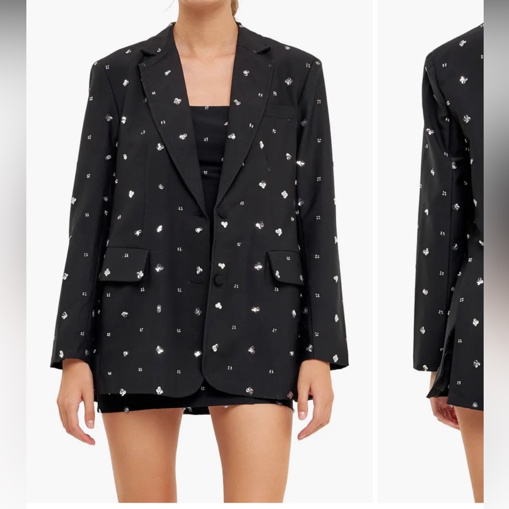 ENDLESS ROSE - Sequin Floral Embellished Blazer